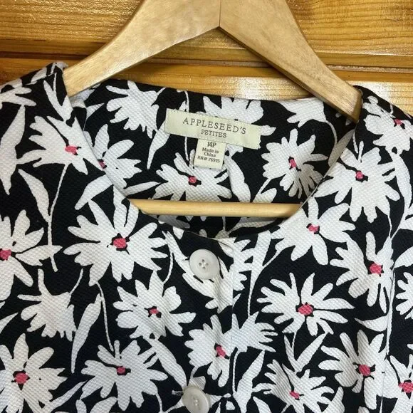 Appleseed’s Floral Cardigan Womens 14 Petite Textured Button Front Jacket - Picture 2 of 4